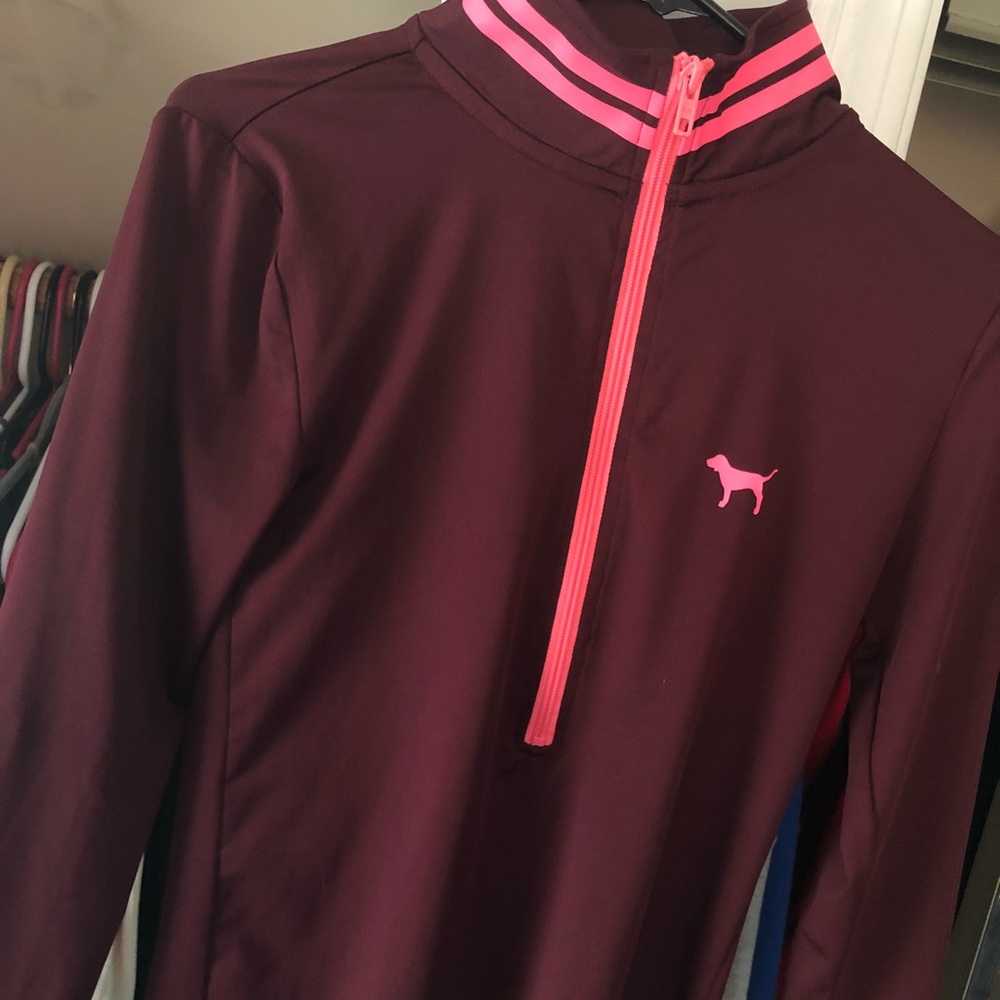Pink. Maroon Athletic Half Zip